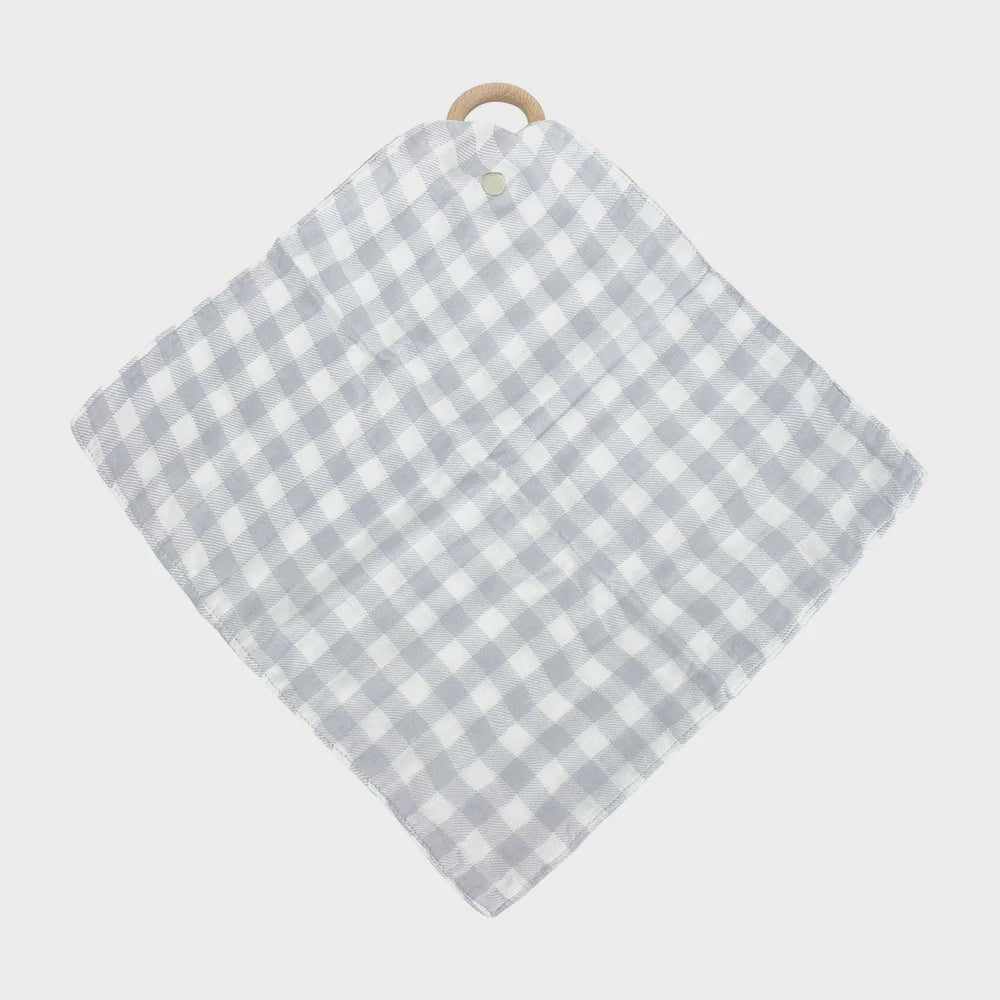 MUSLIN SECURITY BLANKET - GINGHAM COOL GREY