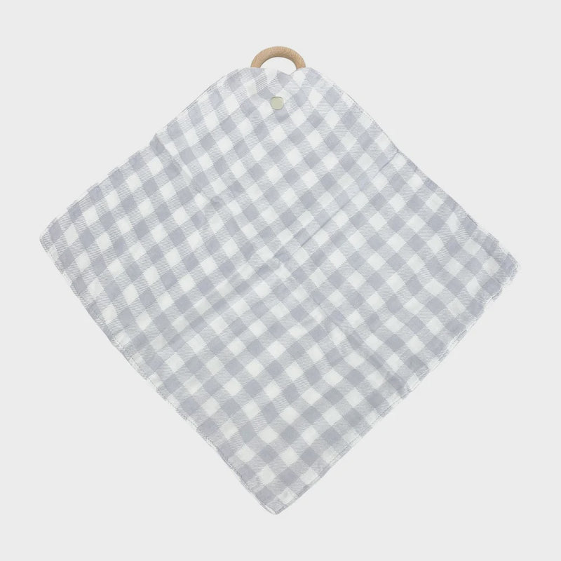 MUSLIN SECURITY BLANKET - GINGHAM COOL GREY
