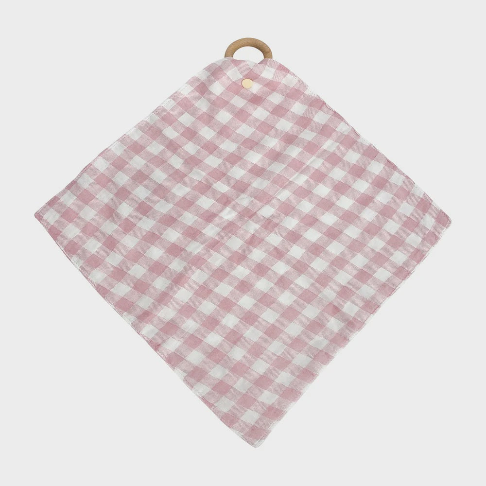 MUSLIN SECURITY BLANKET - GINGHAM PINK CLAY