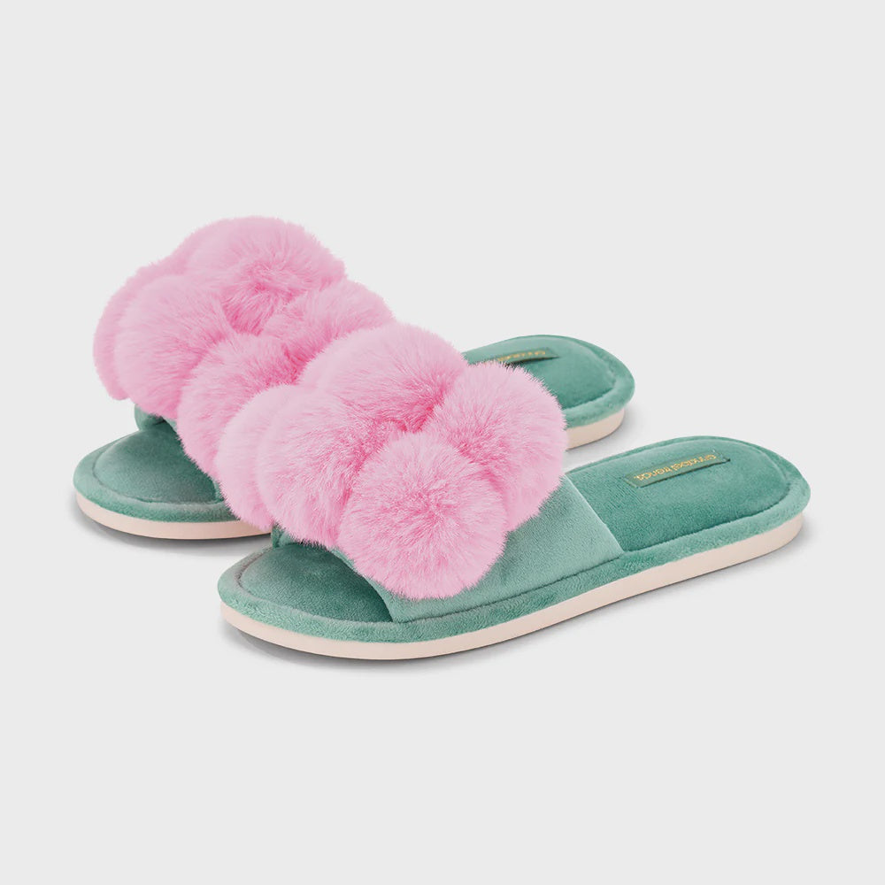 Pom Pom Slippers - Cosy Luxe - Candy Green