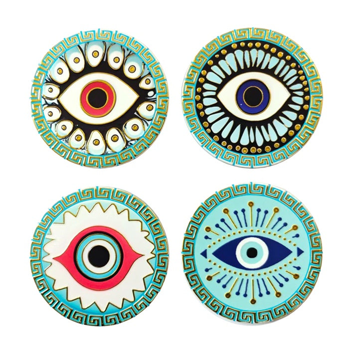 CORFU AQUA EYE ROUND COASTER SET4
