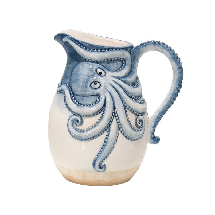 NEPTUNE BLUE WHT CERAMIC OCTOPUS JUG