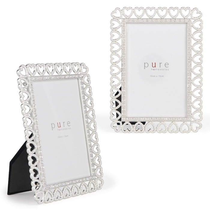 FREYA ZINC SILVER HEART FRAME 15X10 SML