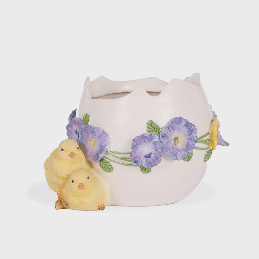 EMBOSSED PANSY EGG SHELL PLANTER