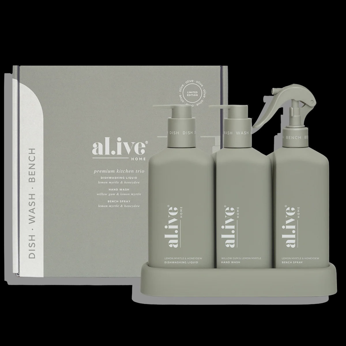 KITCHEN TRIO -  Dish Wash, Hand Wash and Bench Spray - WILLOW GUM & LEMON MYRTLE