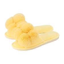 COSY LUXE POM POM SLIPPERS - SUNSHINE