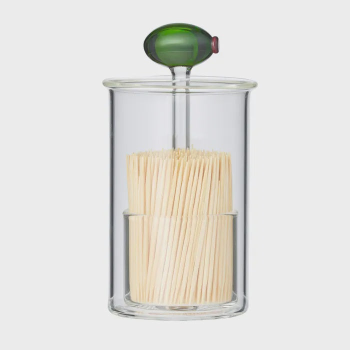 OLIVE GLASS TOOTHPICK HOLDER