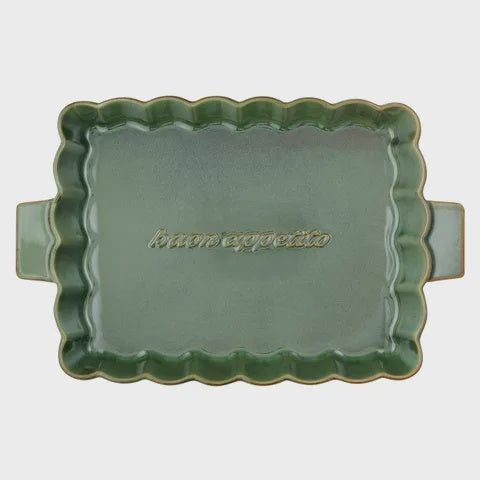 TOSCANA CERAMIC BAKER 42 X 26 X 6 CM OLIVE