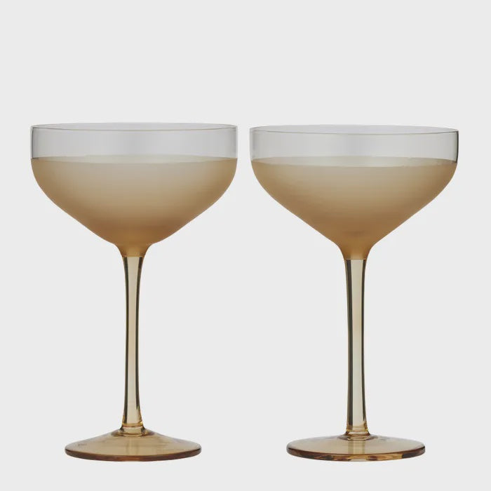 HUDSON SET OF TWO COUPE GLASSES AMBER