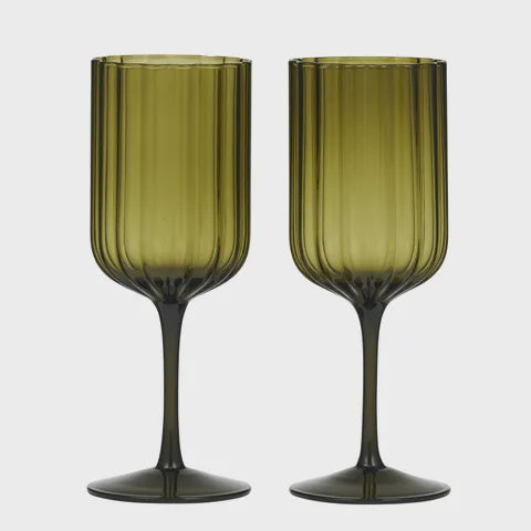 HAZEL WINE GLASS OLIVE Set/2